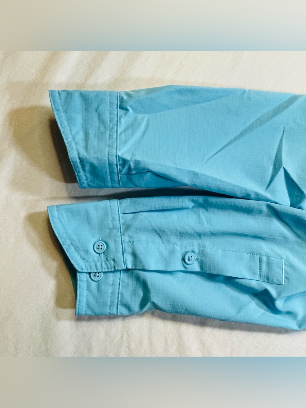 Columbia Women's M Shirt Blue Roll-Tab Vented Nylon Blend Hiking Fishing Beach - Picture 7 of 11